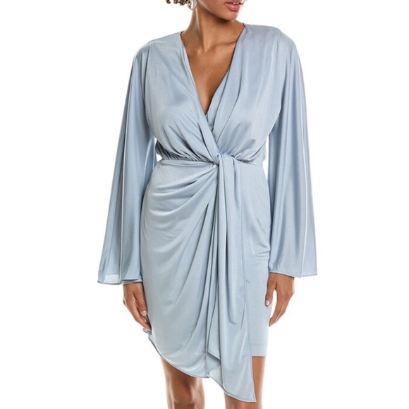 Halston Kiko Draped Long-Sleeve Jersey Minidress NWT - Picture 7 of 8